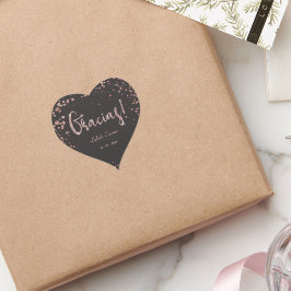 Roos Goud Zwart Quinceanera Gracias Trendy Hart Sticker
