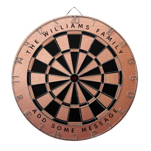 Roos Goud Zwart Roze Custom Name Elegant Vrouwelij Dartbord (Voorkant)