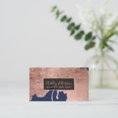 Roos goudblauw druppelt haar make-up typografie visitekaartje (Staand voorkant)