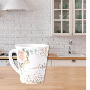 Roos goudbloem Eucalyptus gold glitter name Latte Mok