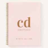 Roos goudbloem initialen elegant notitieboek (Voorkant)