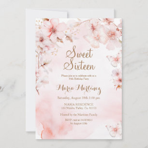 Roos Goudbloemen met Gouden Glitter Sweet 16 Kaart