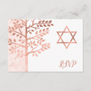 Roos goudboom van Life Bat Mitzvah RSVP Kaartje