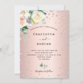 Roos goudbrij bloesdiamant glamoureus bruiloft kaart (Voorkant)