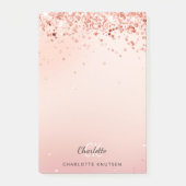 Roos goudbruin roze glitter monogram post-it® notes (Voorkant)