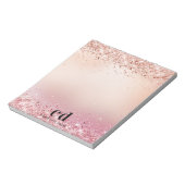 Roos goudbruine roze glitter monogram glazuur notitieblok (Gedraaid)