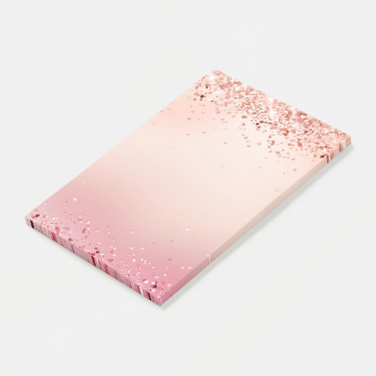 Roos goudbruine roze glitter post-it® notes (Schuin)