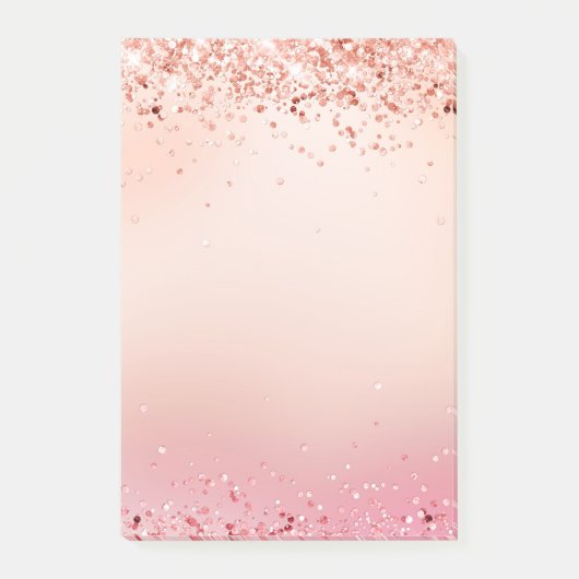 Roos goudbruine roze glitter post-it® notes (Voorkant)