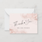 Roos goudbruudje moderne bruiloft bedankt notitiekaartje (Voorkant)