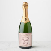 Roos goudconfetti sparkling wijnetiket (Voorkant)