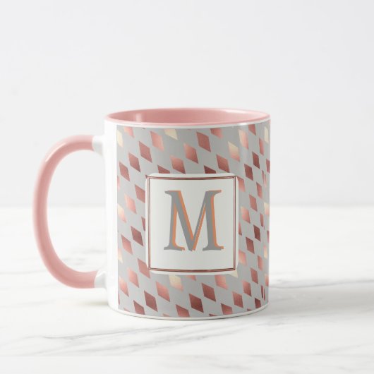 roos gouddiamant initiaal monogram grijze mok (Links)