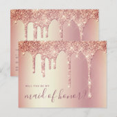 Roos gouddruppels zullen je mijn eerbewijs zijn uitnodiging briefkaart (Voorkant / Achterkant)