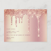 Roos gouddruppels zullen je mijn eerbewijs zijn uitnodiging briefkaart (Achterkant)