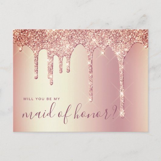 Roos gouddruppels zullen je mijn eerbewijs zijn uitnodiging briefkaart (Voorkant)