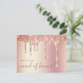 Roos gouddruppels zullen je mijn eerbewijs zijn uitnodiging briefkaart (Staand voorkant)