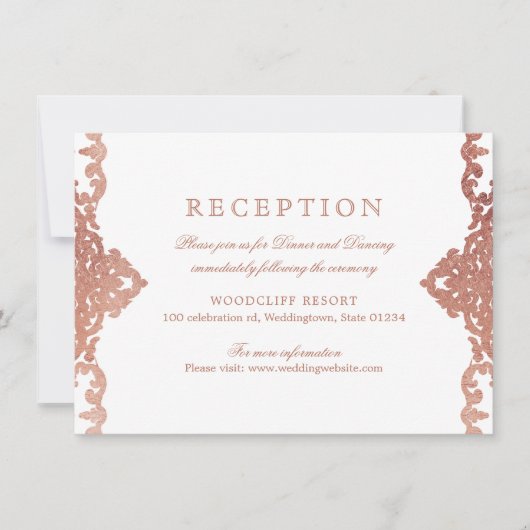 Roos goudelegant  bruiloft kaart (Voorkant)