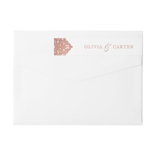 Roos goudelegant retouradres bruiloft (Achterkant)