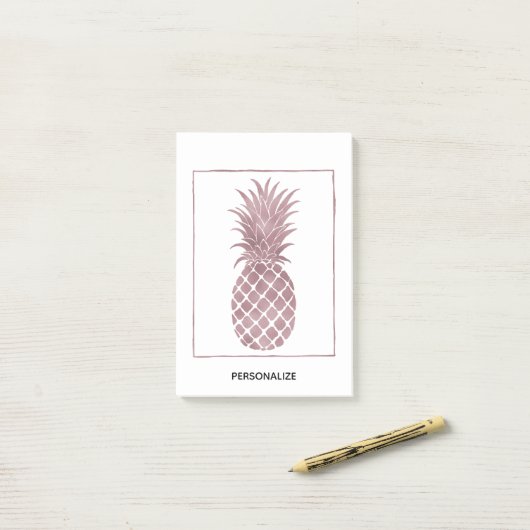 Roos gouden ananas post-it® notes (Op bureau)