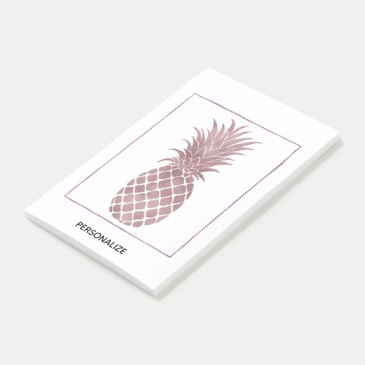 Roos gouden ananas post-it® notes (Schuin)