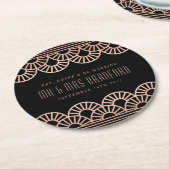 Roos Gouden Art Deco Fan Bruiloft Onderzetters (Gebogen)