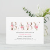 Roos gouden Baby shower Uitnodiging (Staand voorkant)