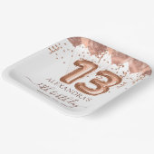 Roos gouden ballonnen 13e verjaardagsfeestje papieren bordje (Gebogen)