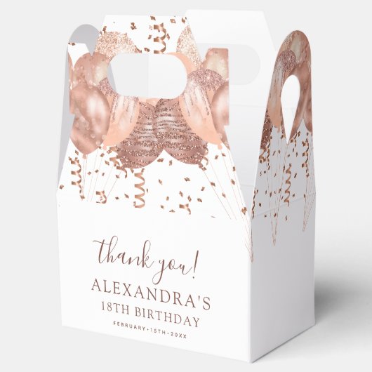 Roos gouden ballonnen dank u 18e verjaardagsfeestj bedankdoosjes (Geopend)