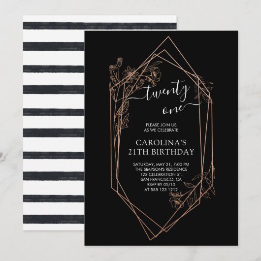 Roos Gouden Bloem 21e Verjaardag Kaart (Voorkant / Achterkant)