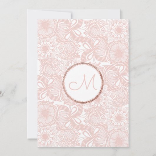 Roos Gouden Bloemen Blush Roze Borstel Script Wedd Kaart (Achterkant)