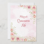 Roos Gouden Bloemen Gouden Glitter Blush Roze Swee Kaart (Achterkant)