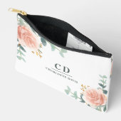 Roos gouden bloemen groen naam monogram etui (Open)