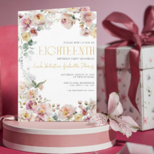  Roos Gouden Bloemen Kaarsen 18e Verjaardag QR