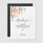 Roos gouden bloemen magnetische dank u kaart (Voorkant / Achterkant)