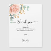 Roos gouden bloemen magnetische dank u kaart (Voorkant)