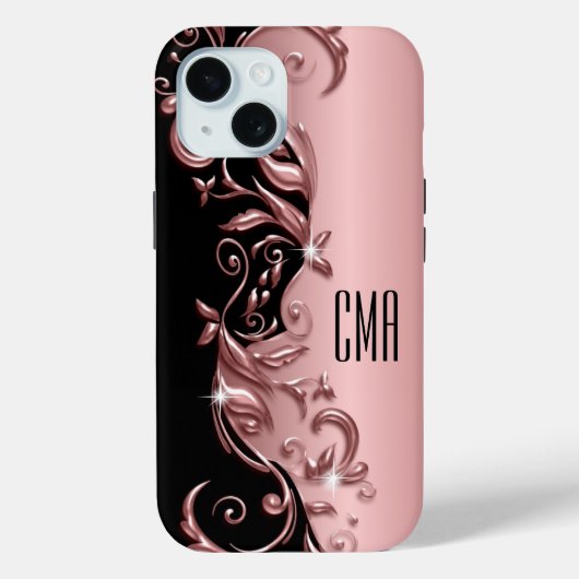 Roos Gouden Bloemen - Monogram Case-Mate iPhone Case (Achterkant)