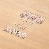 Roos gouden bloemen mousserende wijn bruiloft rece acryl uitnodigingen (Laagn)