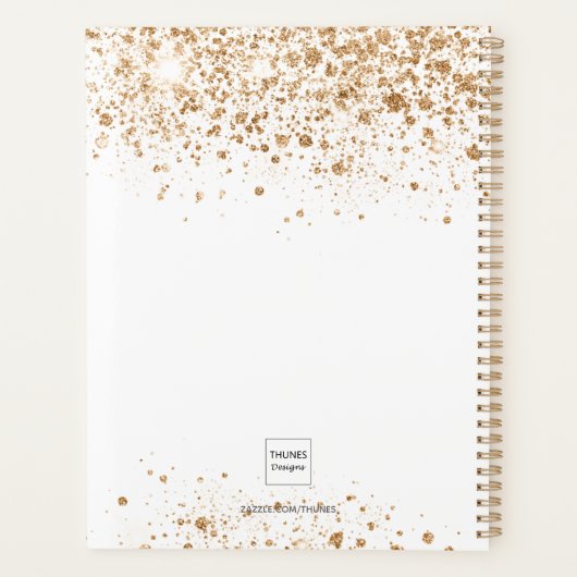 Roos gouden bloemenglitter eucalyptus monogram 202 planner (Achterkant)
