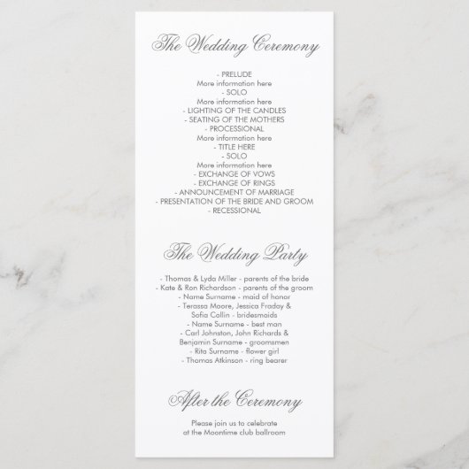 Roos Gouden Bloemenkrans Tuin Trouwprogramma's Programma (Achterkant)