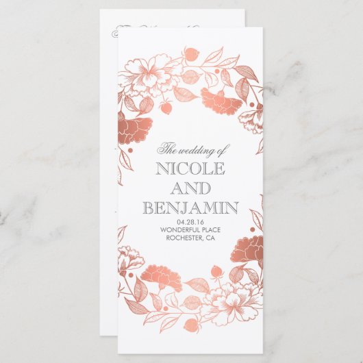 Roos Gouden Bloemenkrans Tuin Trouwprogramma's Programma (Voorkant / Achterkant)