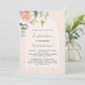 Roos gouden bloemenkruis meisje luxe bevestiging kaart (Staand voorkant)