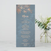 Roos Gouden Bloemenlijn Art Wedding Menu (Staand voorkant)