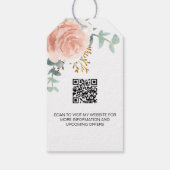 Roos gouden bloemenmonogram bedrijf QR code label Cadeaulabel (Achterkant)