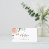 Roos gouden bloemenmonogram foto QR code Visitekaartje (Staand voorkant)