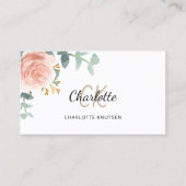 Roos gouden bloemenmonogram foto QR code Visitekaartje (Voorkant)