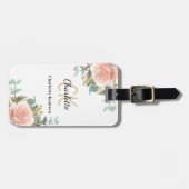 Roos gouden bloemstukken monogram elegant bagagelabel (Voorkant horizontaal)