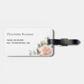 Roos gouden bloemstukken monogram elegant bagagelabel (Achterkant horizontaal)