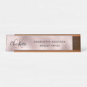 Roos gouden bloesem modern professioneel bureau naambordje (Voorkant)