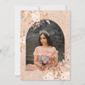 Roos gouden bloesvogel kaart (Achterkant)