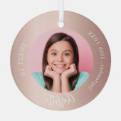 Roos gouden blos aangepaste foto Sweet 16 Glas Ornament (Achterkant)