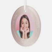 Roos gouden blos aangepaste foto Sweet 16 Glas Ornament (Voorkant links)